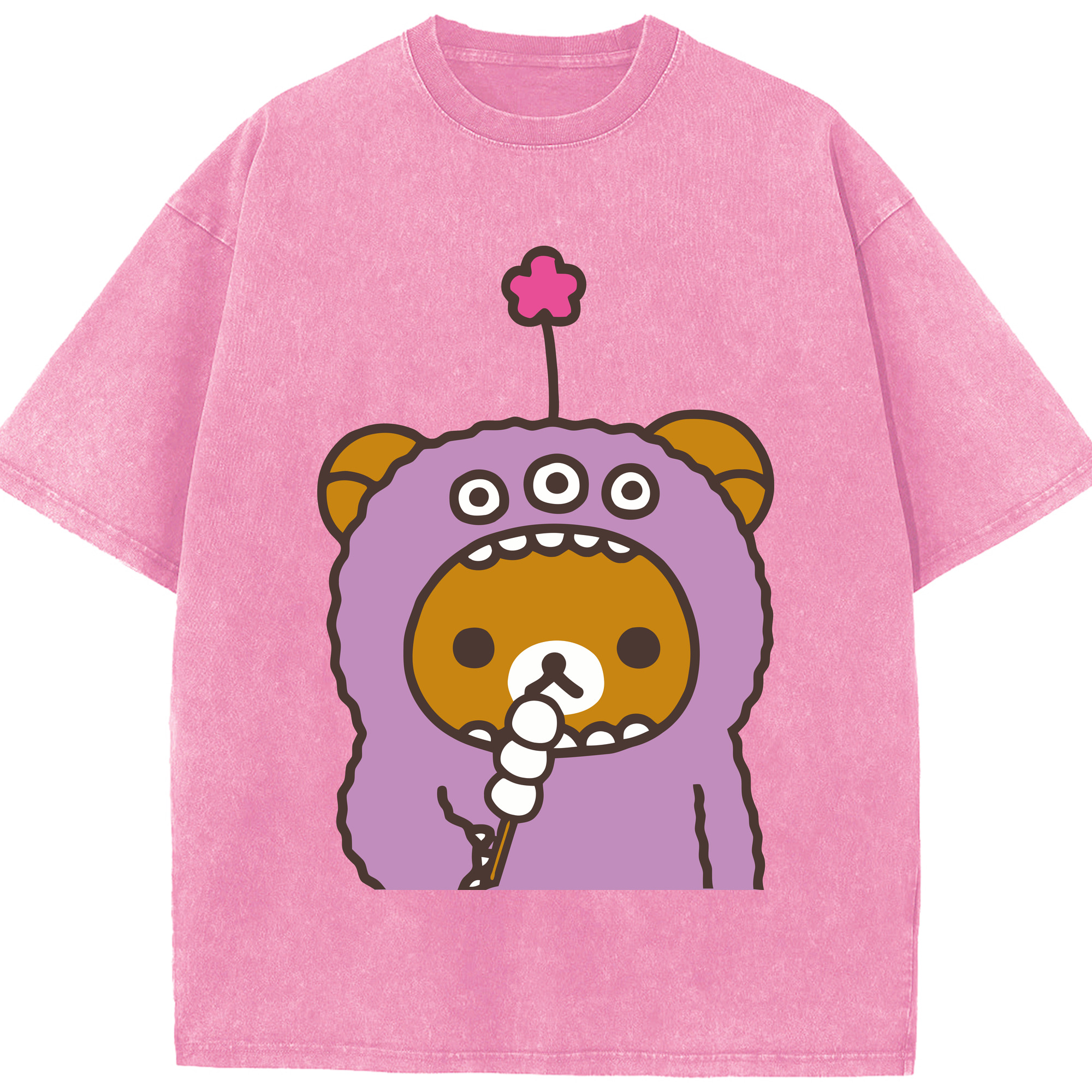 （画像用） リラックマ リラックマ キイロイトリ Rilakkuma Korilakkuma Kiiroitori 綿100% ヴィンテージ風 半袖Tシャツ（フロントプリント）